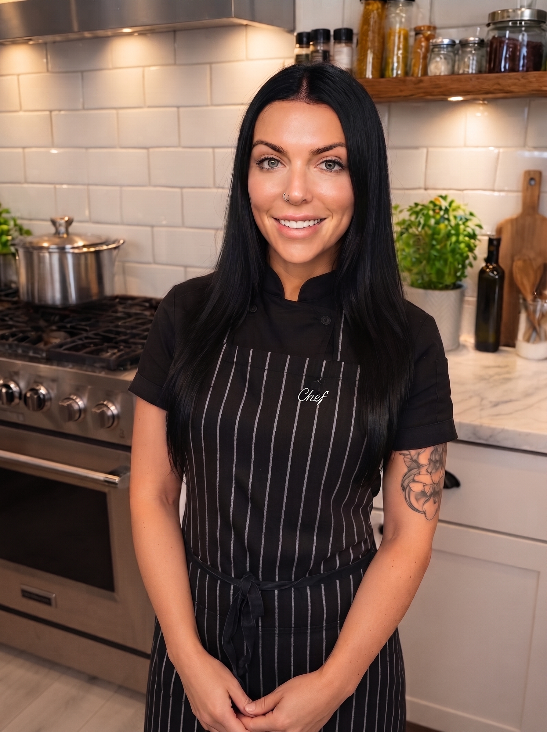Chef Keren Biton preparing a dish